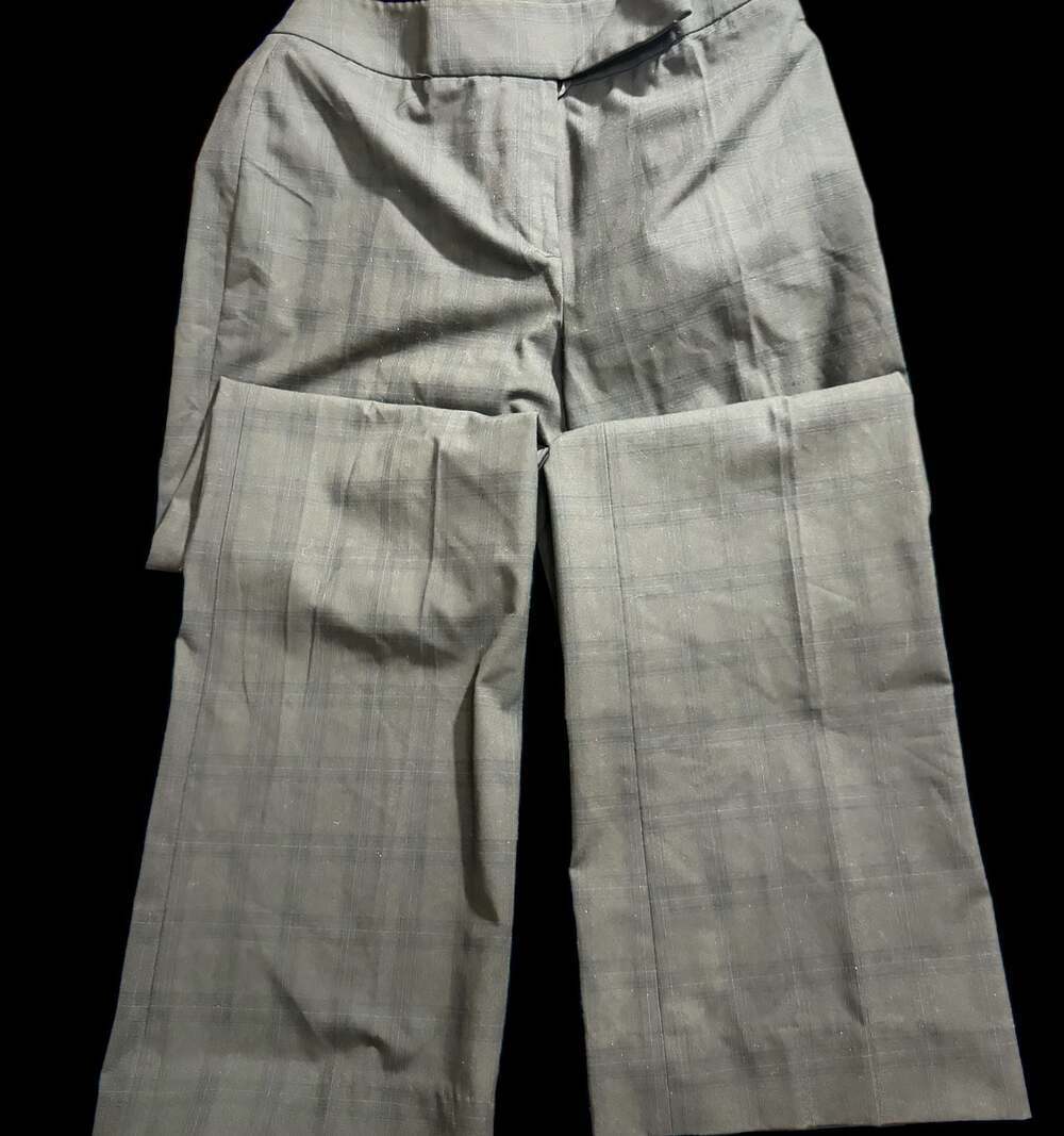 Alex Marie Women’s Charcoal Plaid Dress Pants Size 4 Lined Career Slacks
